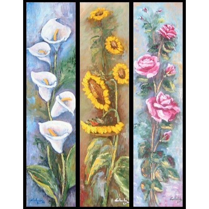 Tris calle, girasoli, rose